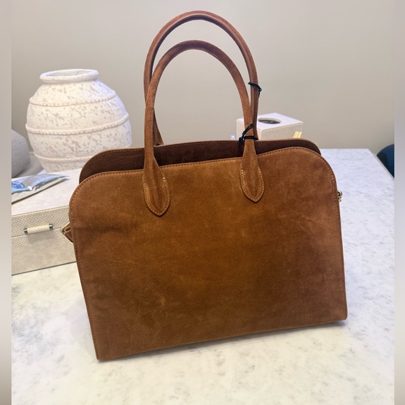 VIRAL CLAUDIA FIRENZE COGNAC SUEDE LEATHER TOTE SATCHEL BAG NWT - Picture 10 of 16